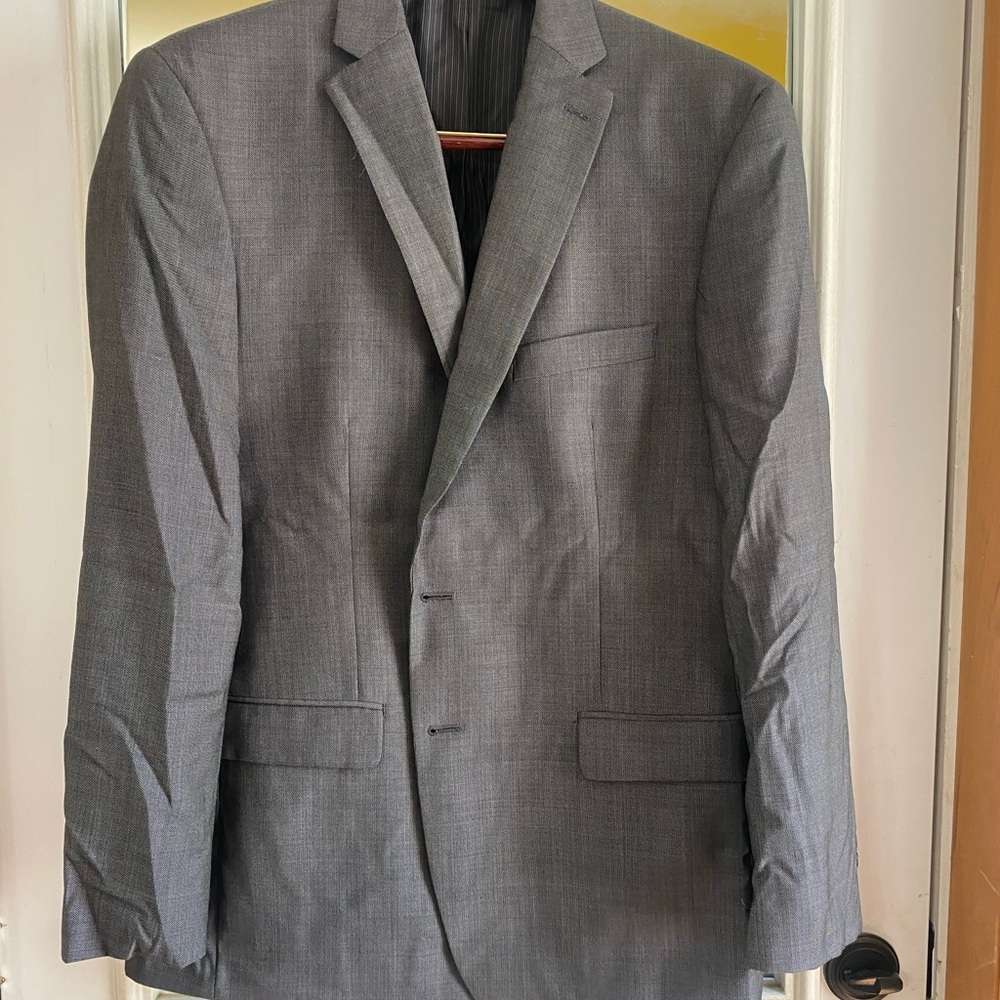 Mens Gray Calvin Klein Suit Coat Slim Fit Size 44R